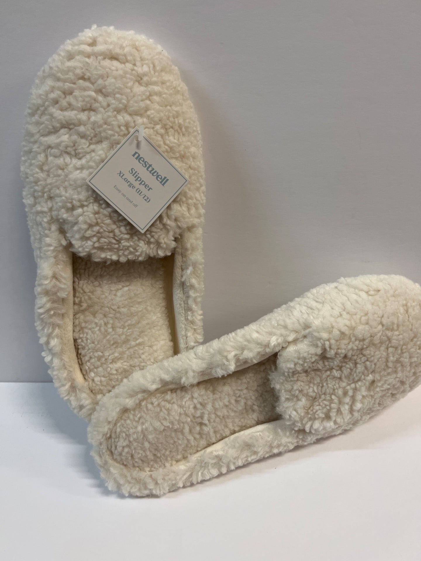 Nestwell Cozy Teddy Sherpa Mule Women's Slippers in Ivory- X-Large (11/12) (Retail Price $17)