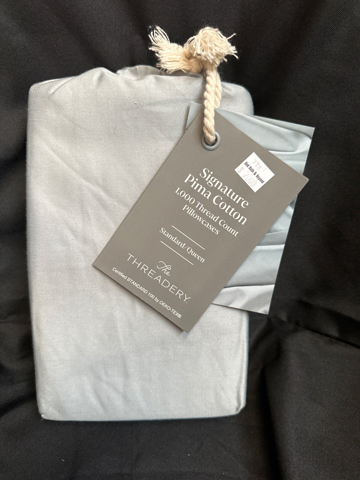 The Threadery Signature Pima Cotton 1000 tc Pillowcases (Standard/Queen) Light Grey (Retail Price $70)