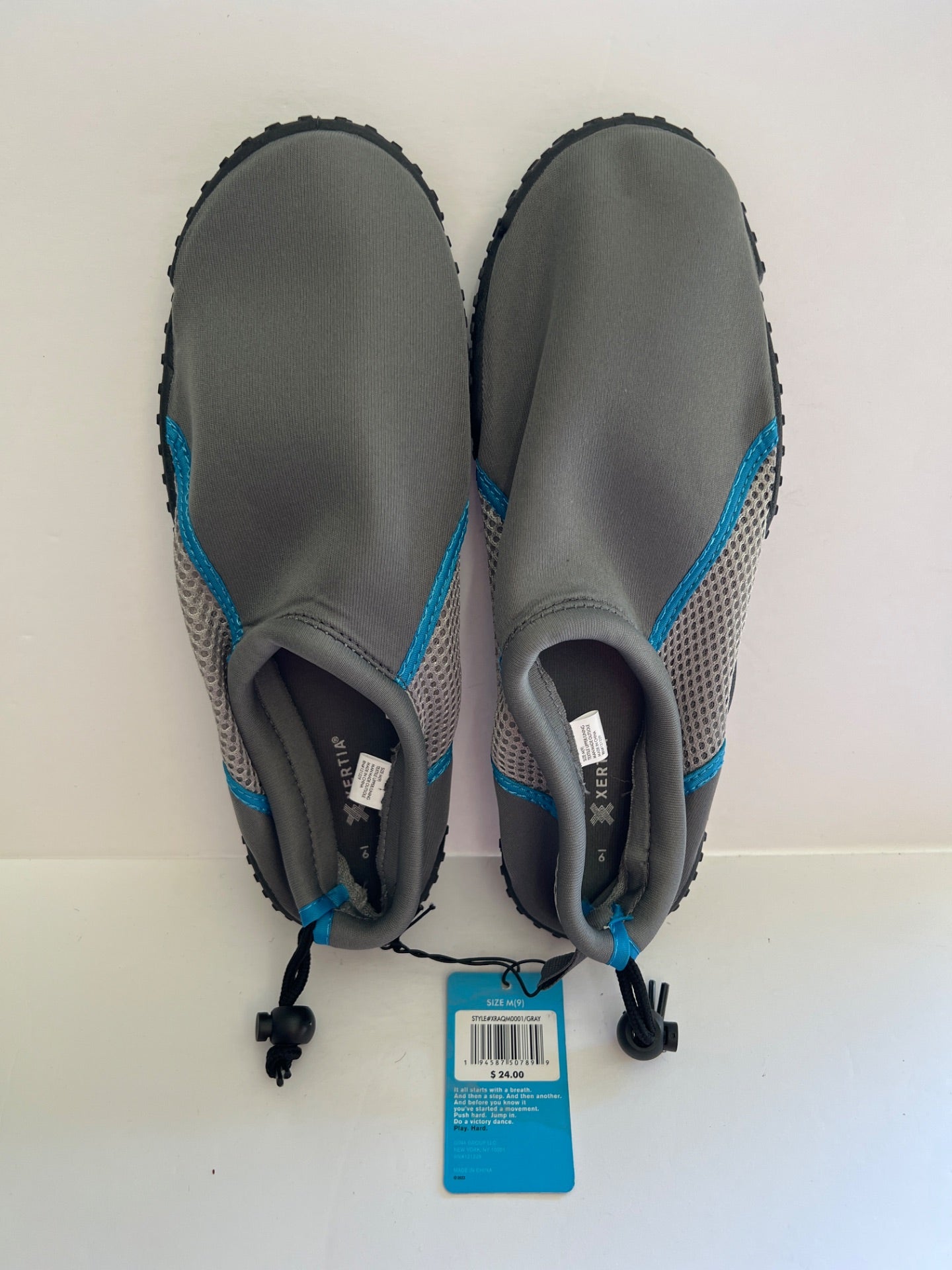 Aqua Shoes with Drawstring - Grey/Blue - Size M (9) (Retail Price $24)