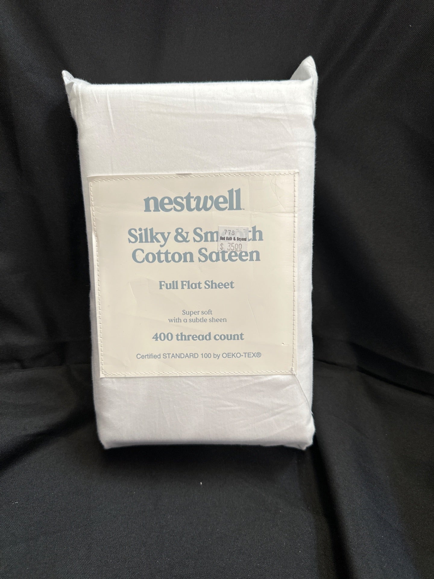 Nestwell Cotton Sateen 400-Thread-Count Full Flat Sheet in Bright White (Retail Price $35)