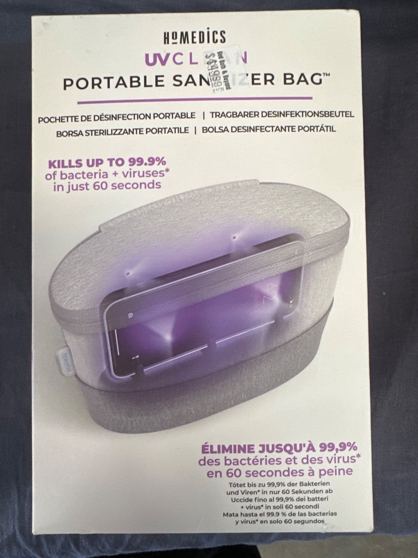 HoMedics SAN-B100-GY-4PK UV-clean Portable Sanitizer Bag (Retail Price $49.99)