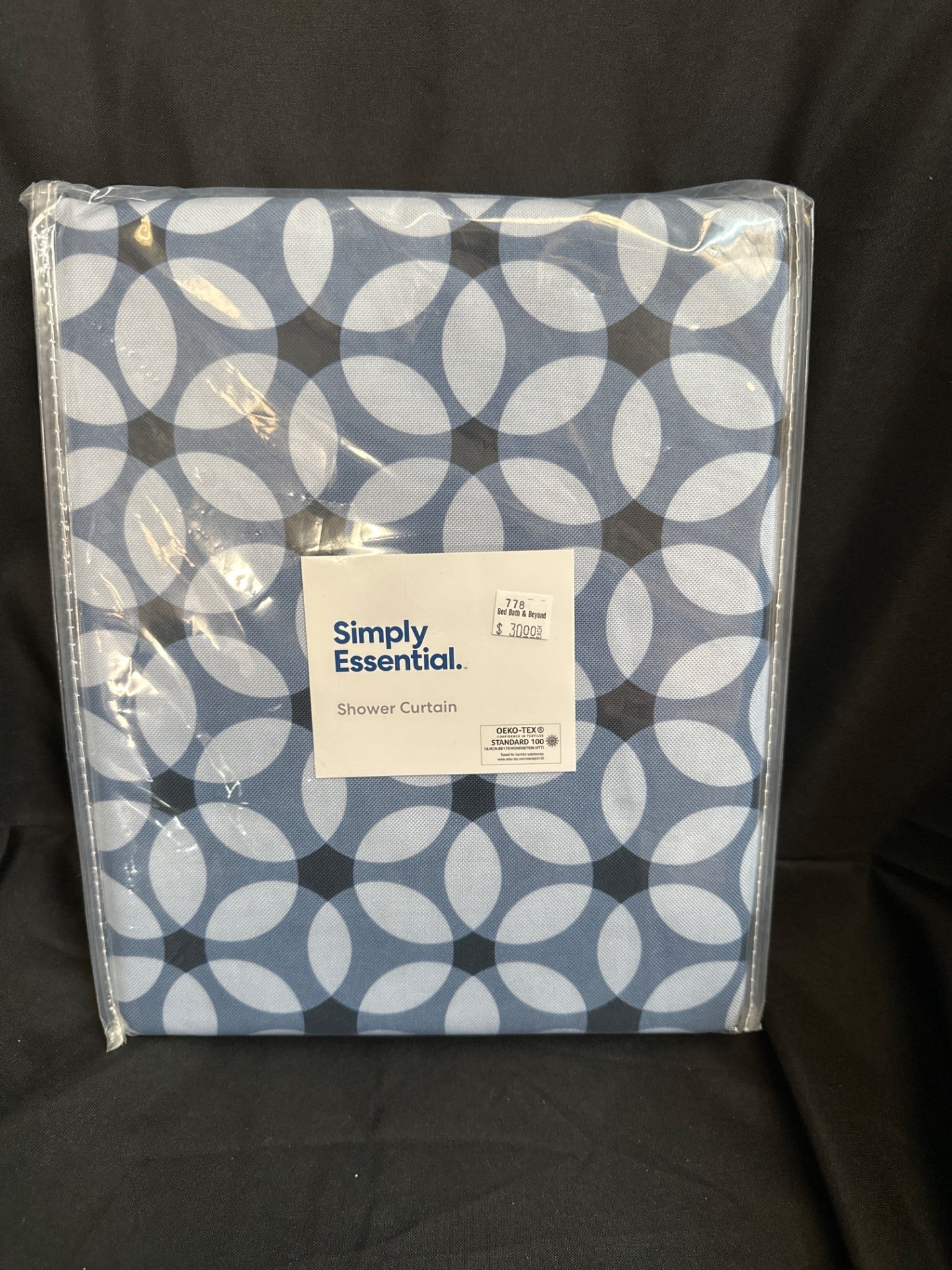 Simply Essential 72-Inch X 96-Inch Tile Flower Shower Curtain in Blue (Retail Price $30)