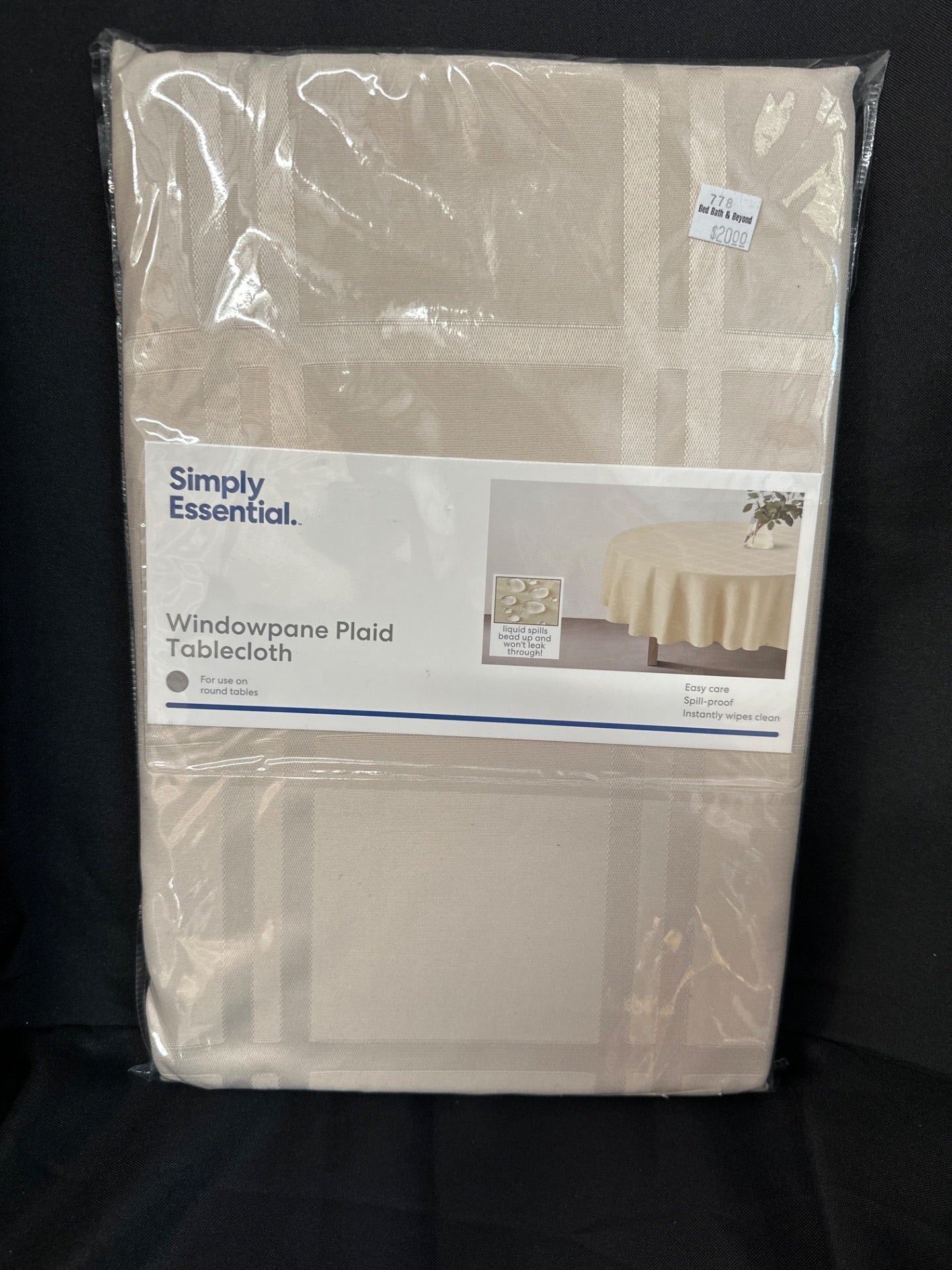 Simply Essential Solid Windowpane 70-Inch Round Tablecloth in Sand (Retail Price $20)