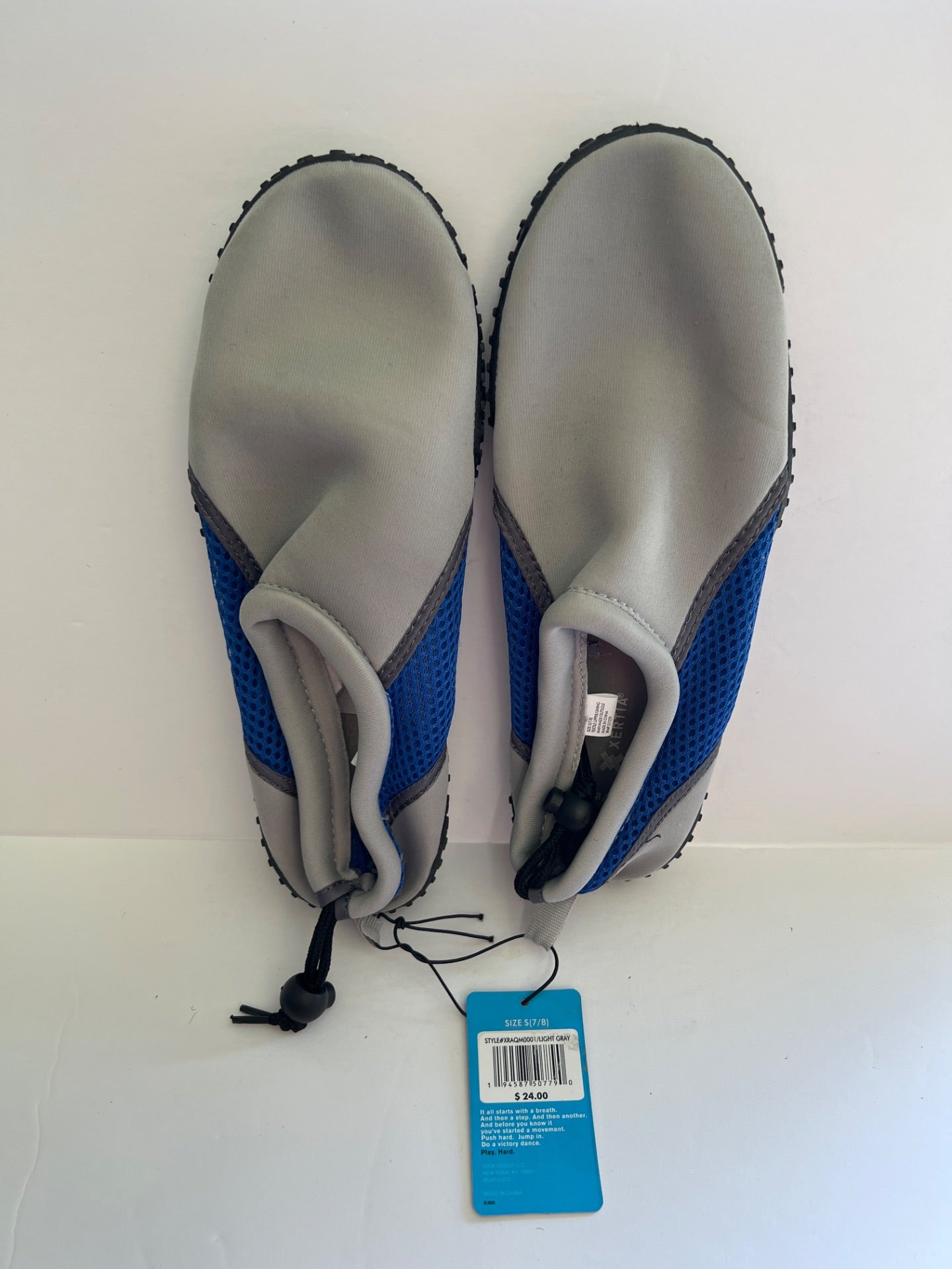 Aqua Shoes with Drawstring - Grey/Blue - Size S (7/8) (Retail Price $24)