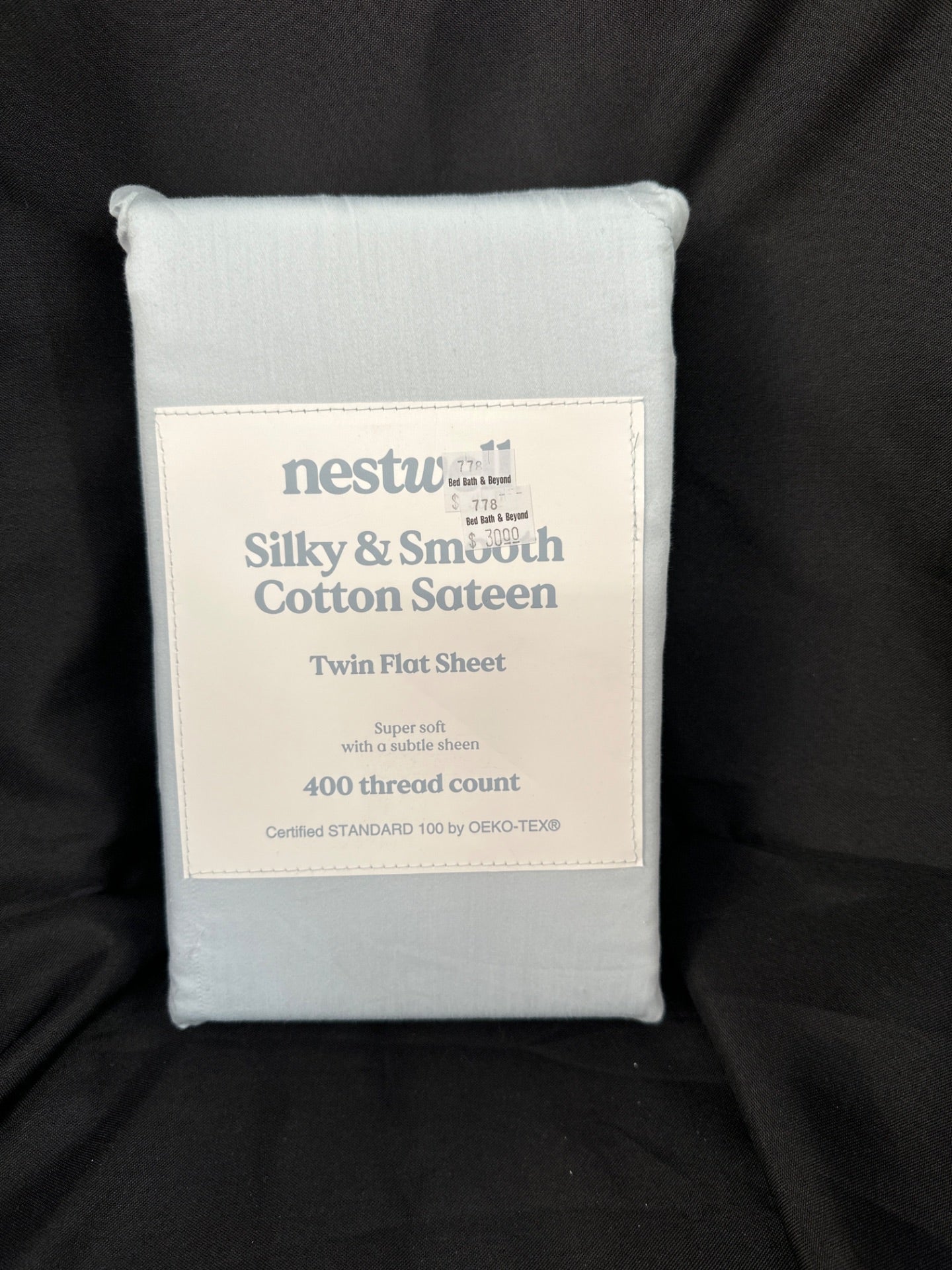 Nestwell Cotton Sateen 400-Thread-Count Twin Flat Sheet in Illusion Blue (Retail Price $30)