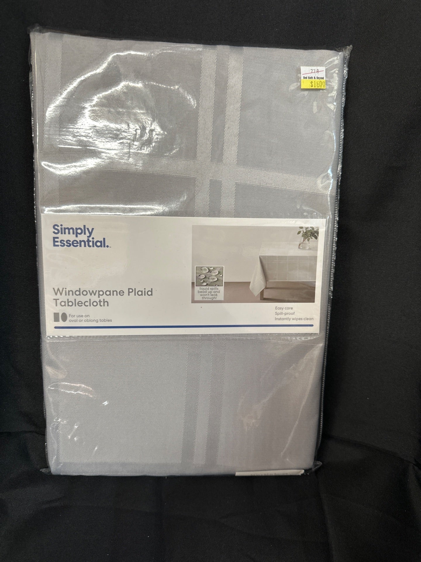 Simply Essential Solid Windowpane 52-Inch Square Tablecloth in Light Grey (Retail Price $16)