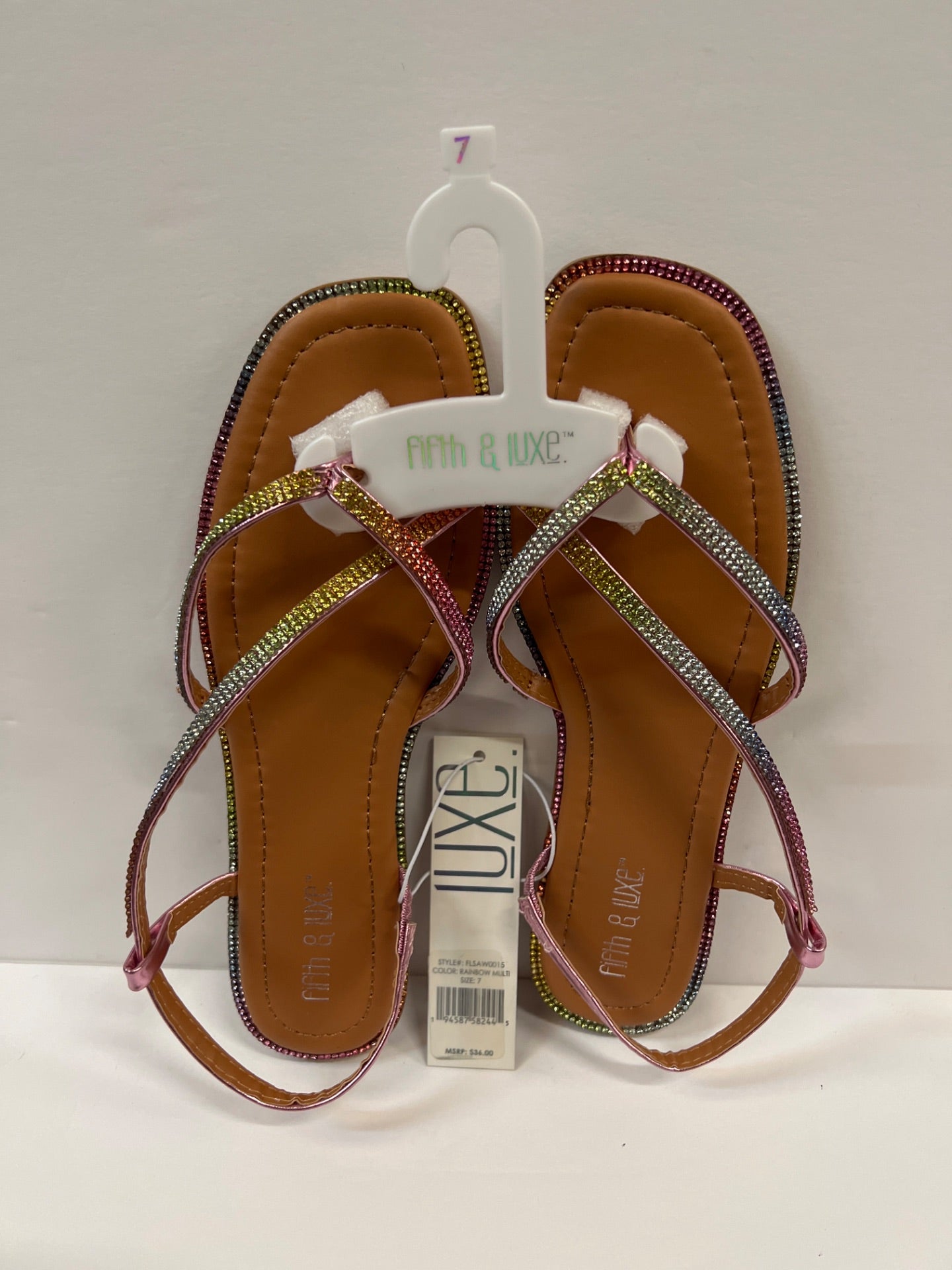 Womens Fifth & Luxe Multi-Color Rhinestone Sandals - Size 7 (Retail Price $36)