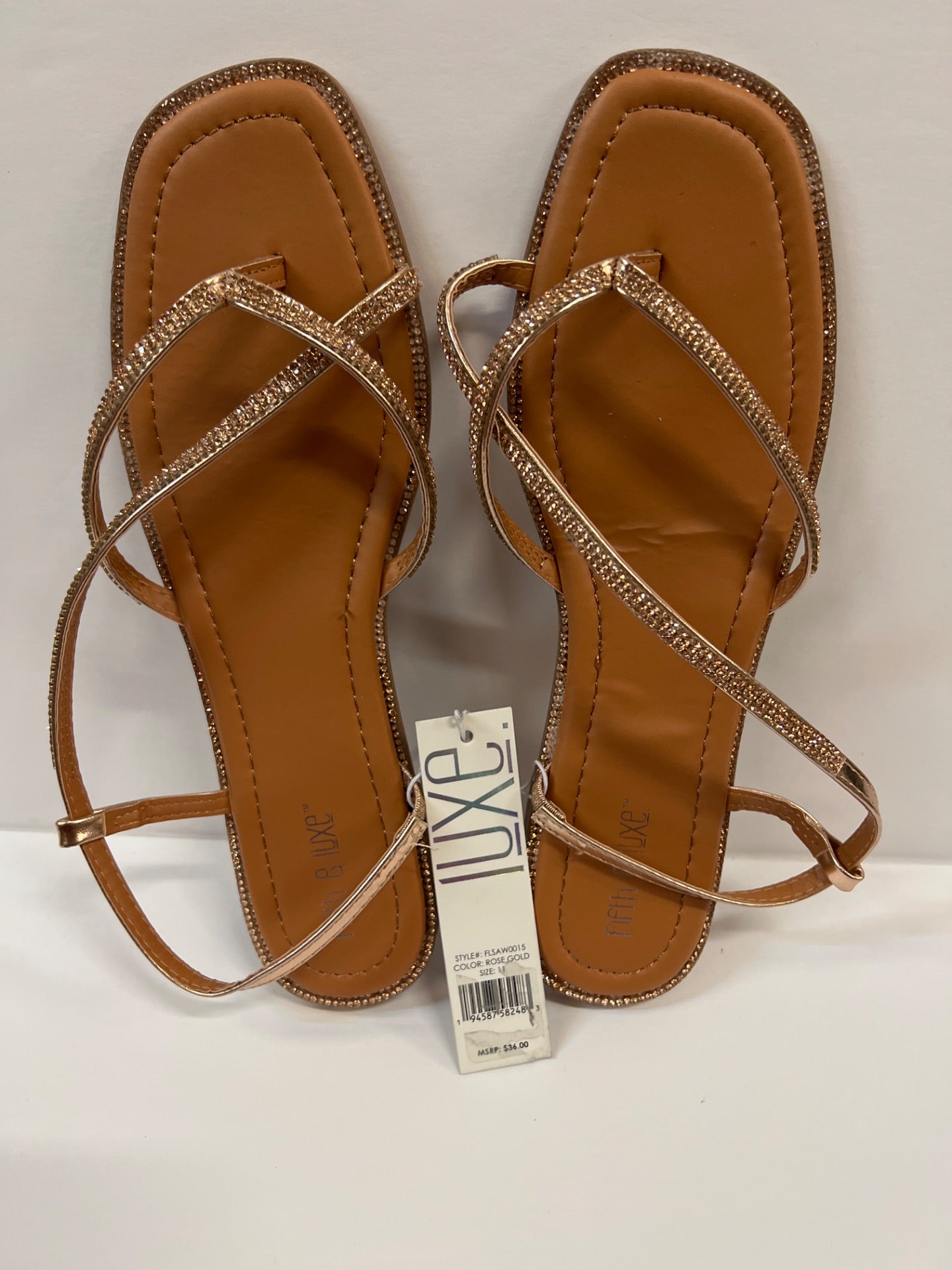 Womens Fifth & Luxe Gold Rhinestone Slide Sandals - Size 11 (Retail Price $36)