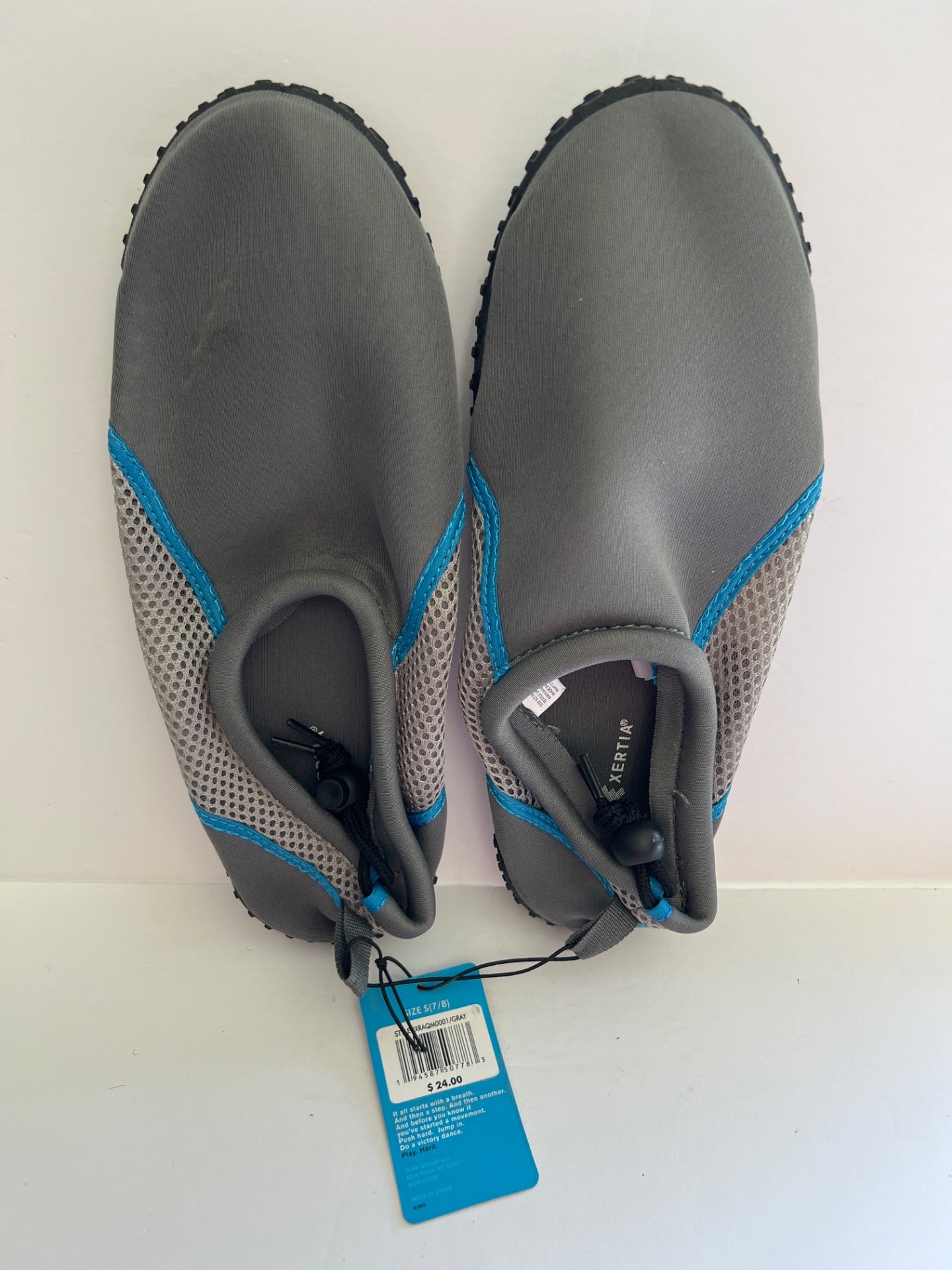 Aqua Shoes with Drawstring - Light Grey/Blue - Size S (7/8) (Retail Price $24)