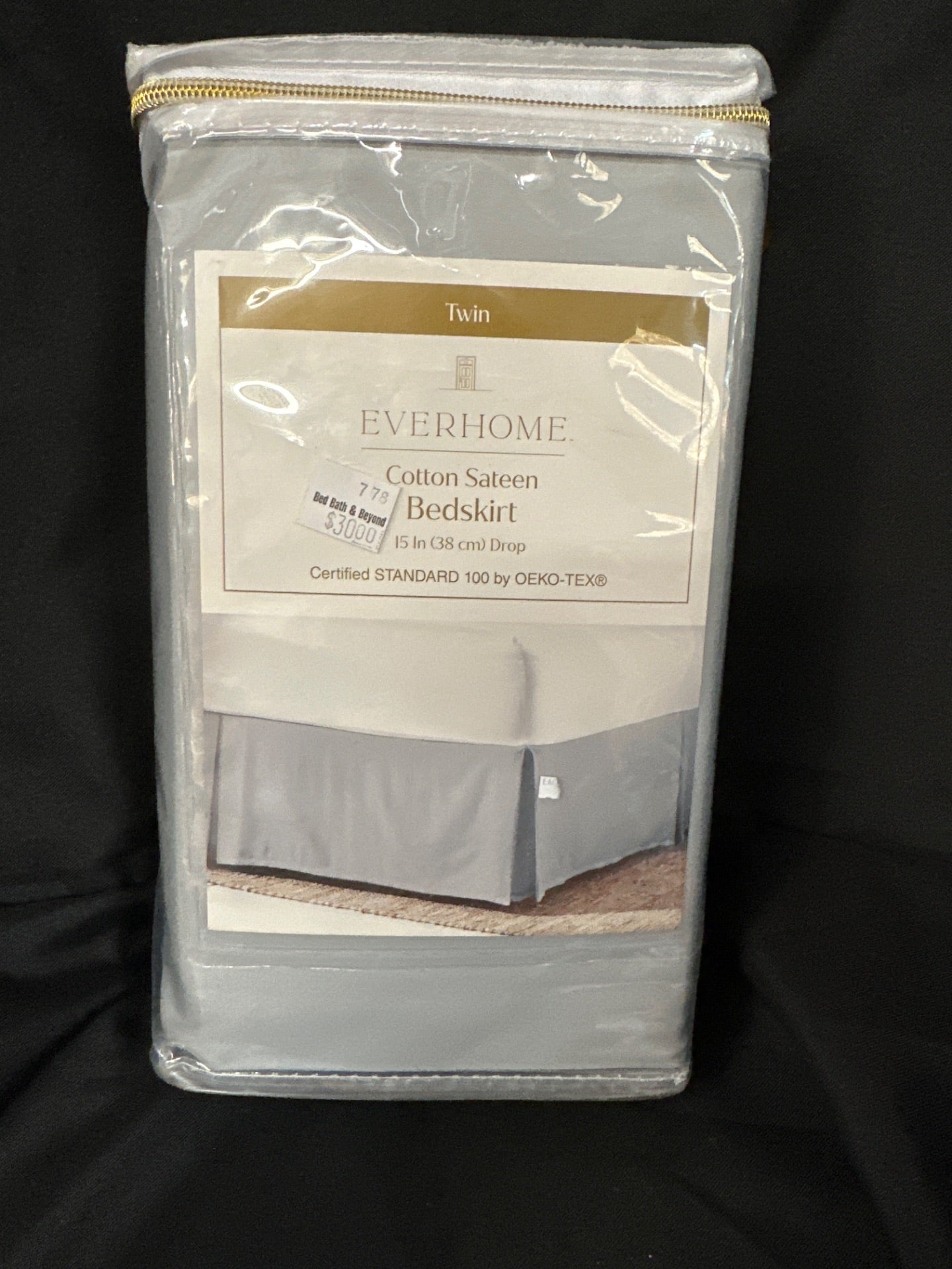 Everhome Sateen Cotton Twin Bed Skirt in Grey (Retail Price $30)