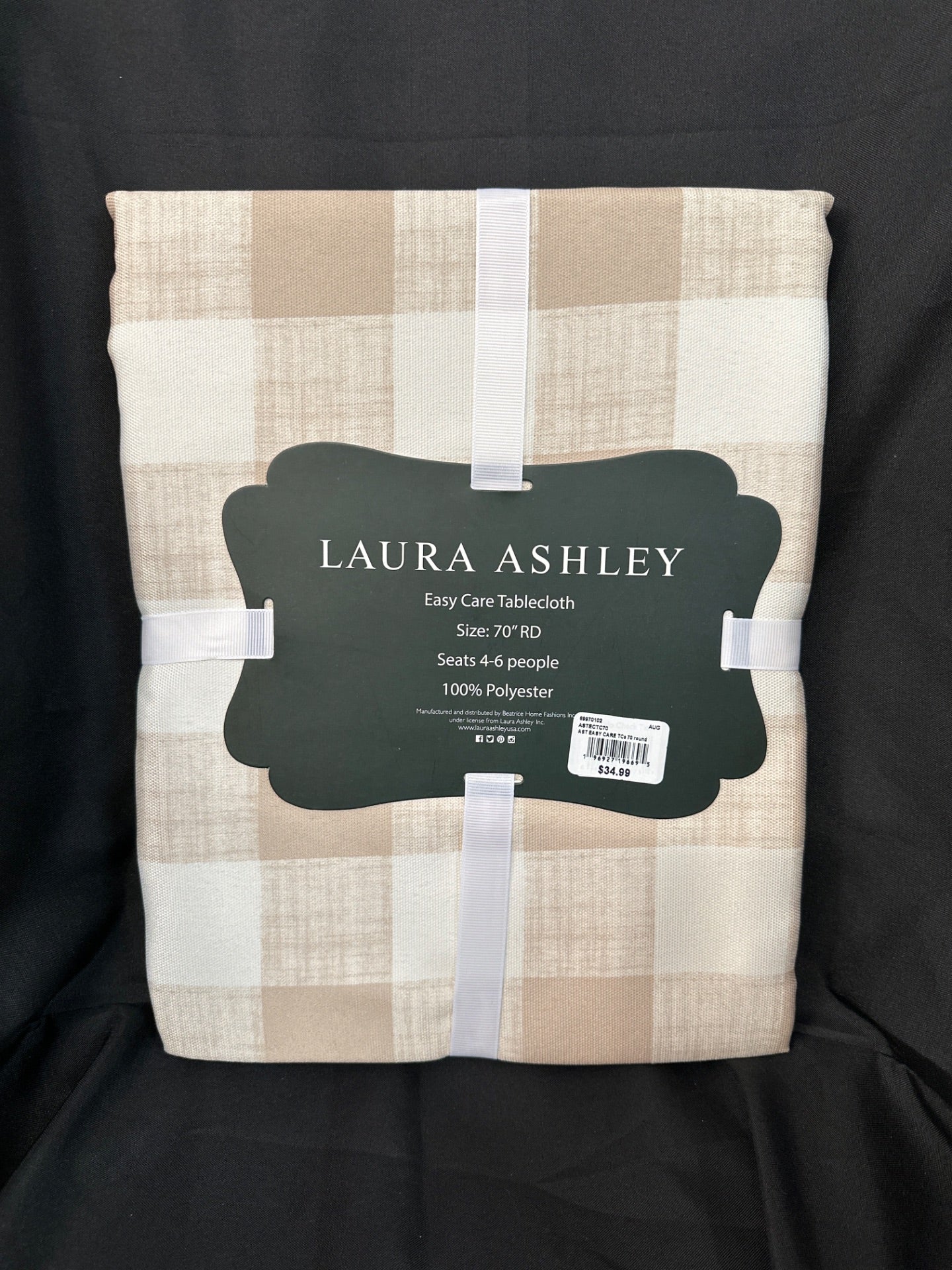 Laura Ashley Tablecloth - Ivory and Beige Plaid (Retail Price $34.99)