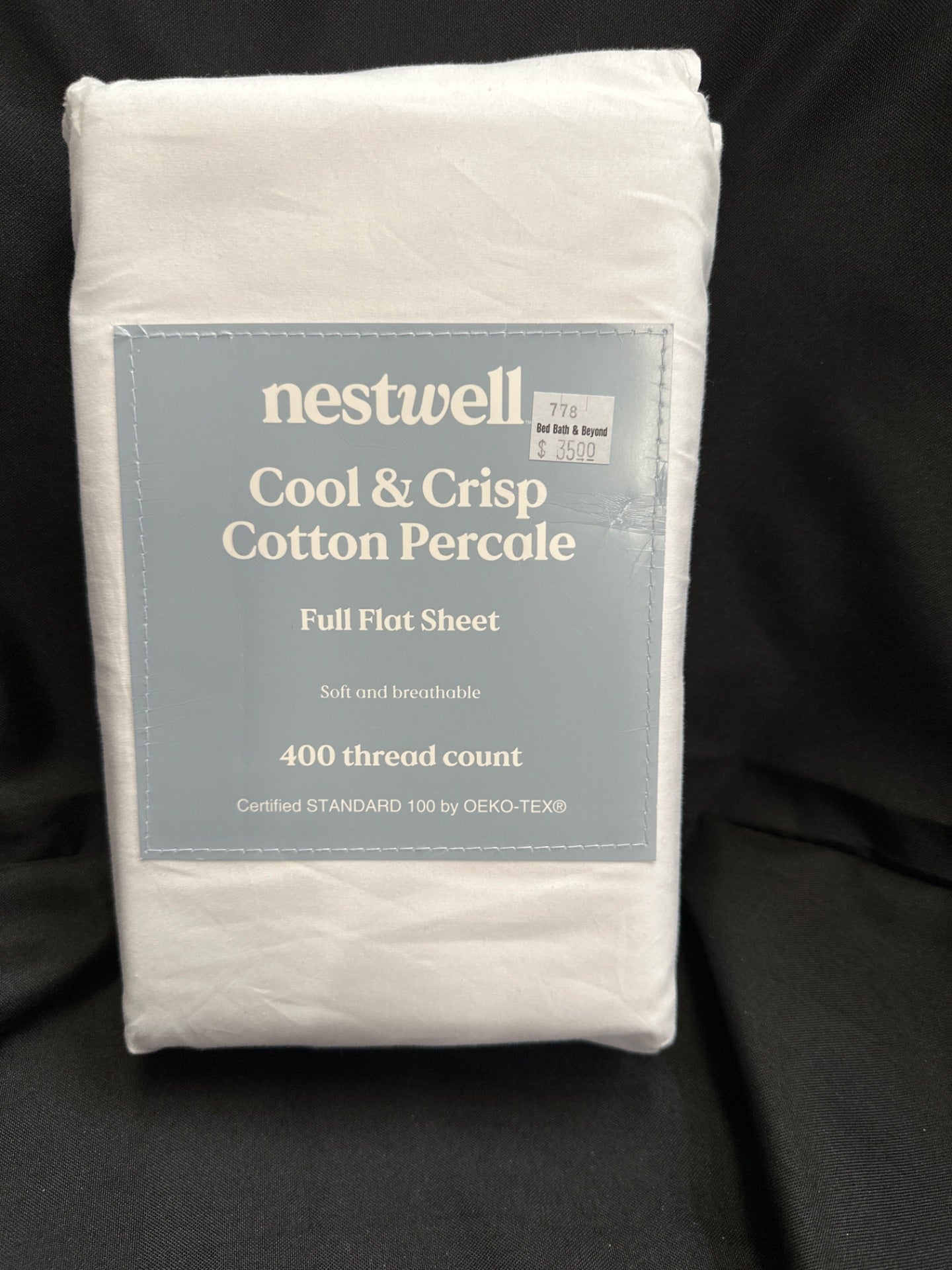 Nestwell Cotton Percale 400-Thread-Count Full Flat Sheet in Bright White (Retail Price $35)