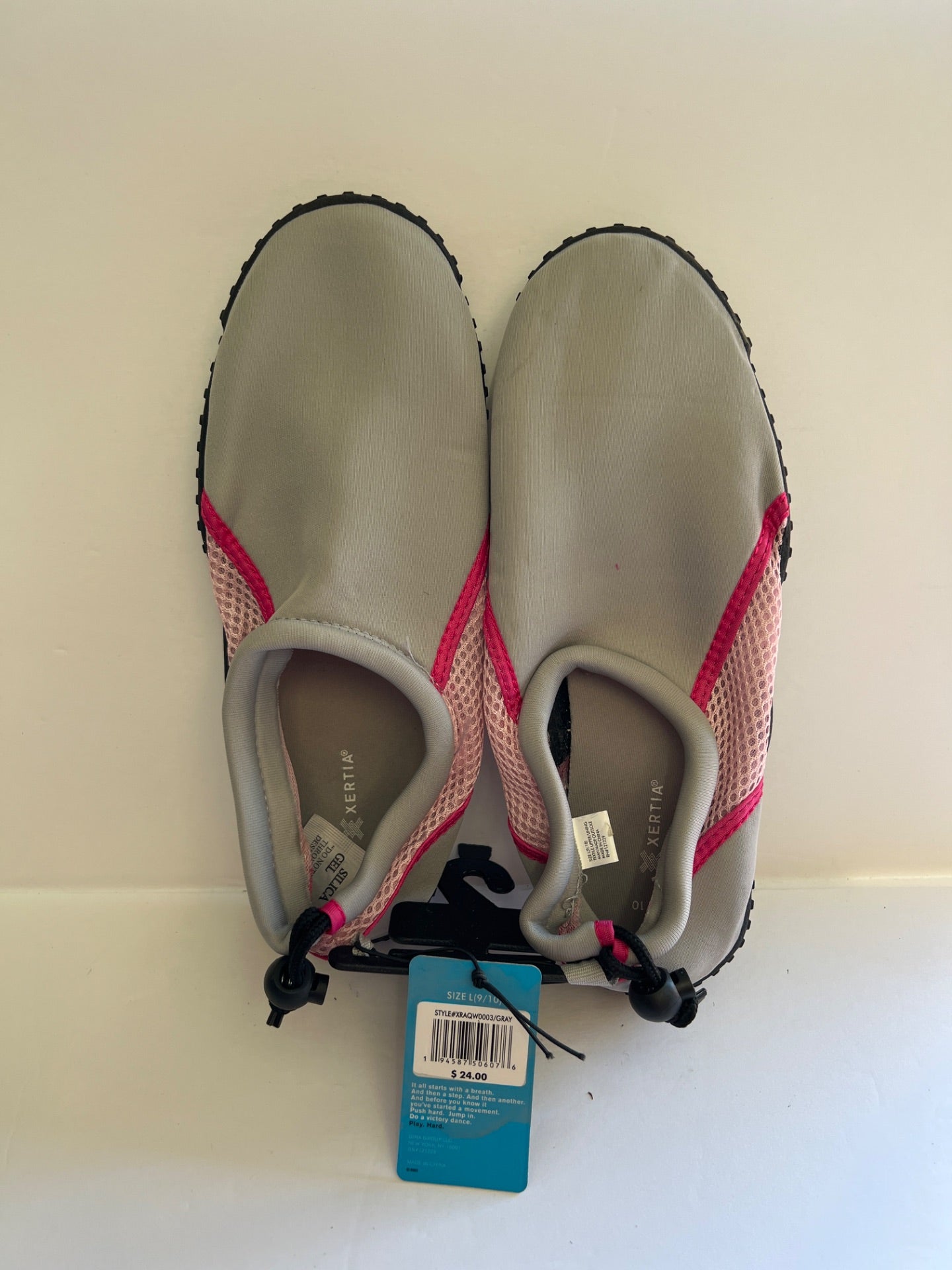 Aqua Shoes with Drawstring - Grey/Pink - Size L (9/10) (Retail Price $24)