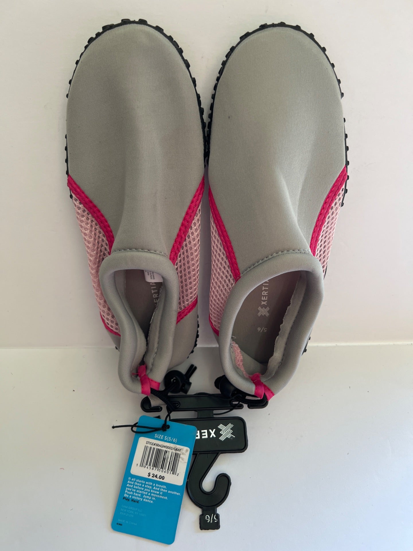 Aqua Shoes with Drawstring - Grey/Pink - Size S (5/6) (Retail Price $24)