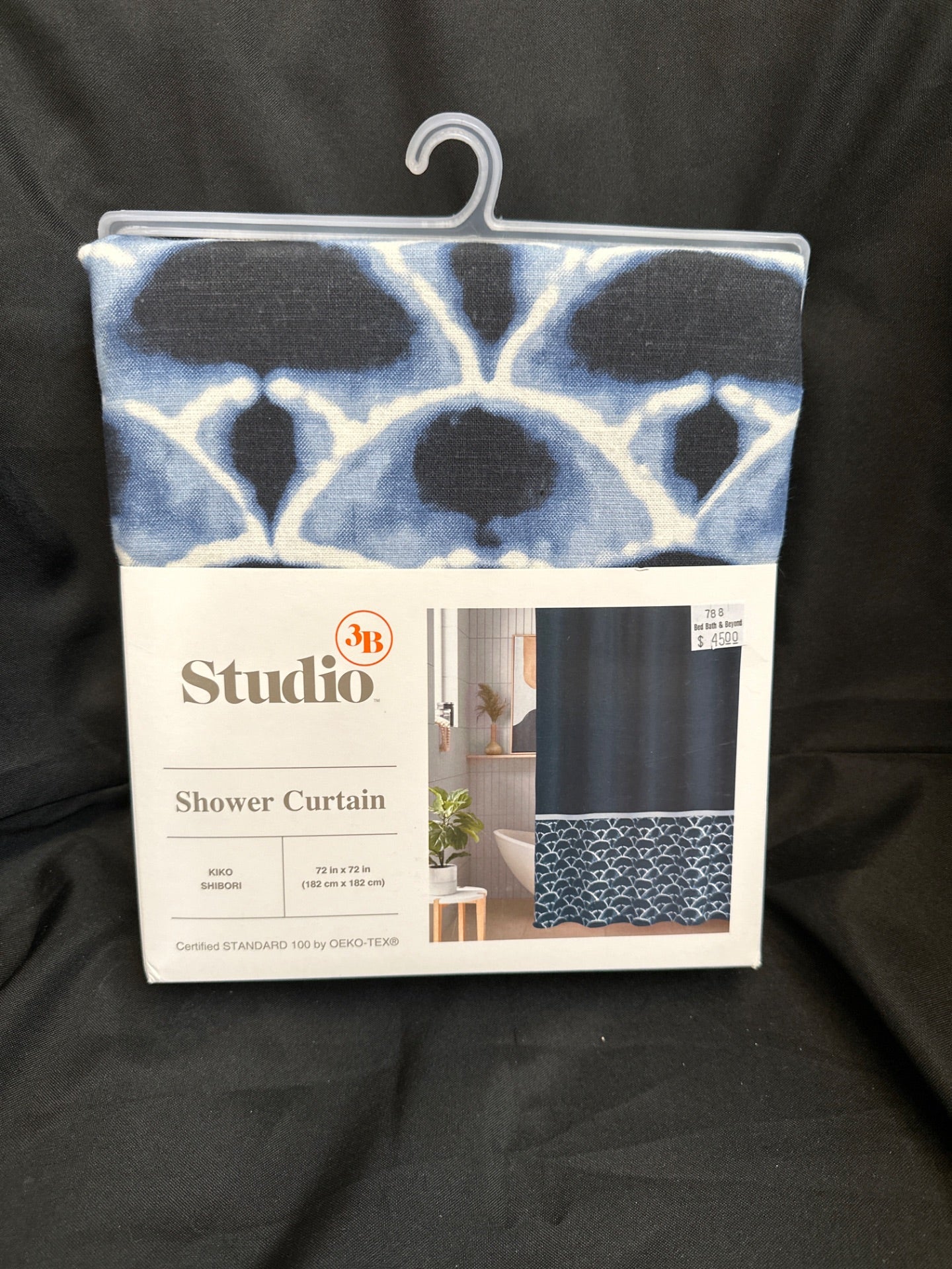 Studio 3B Kiko Shibori Scallop 72-Inch X 72-Inch Shower Curtain in Navy/White (Retail Price $45)