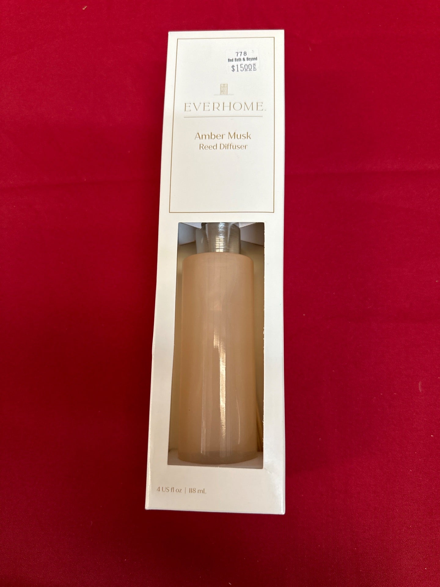 Everhome Amber Musk 3 Oz. Milky Glass Diffuser with Reeds in Taupe (Retail Price $15)