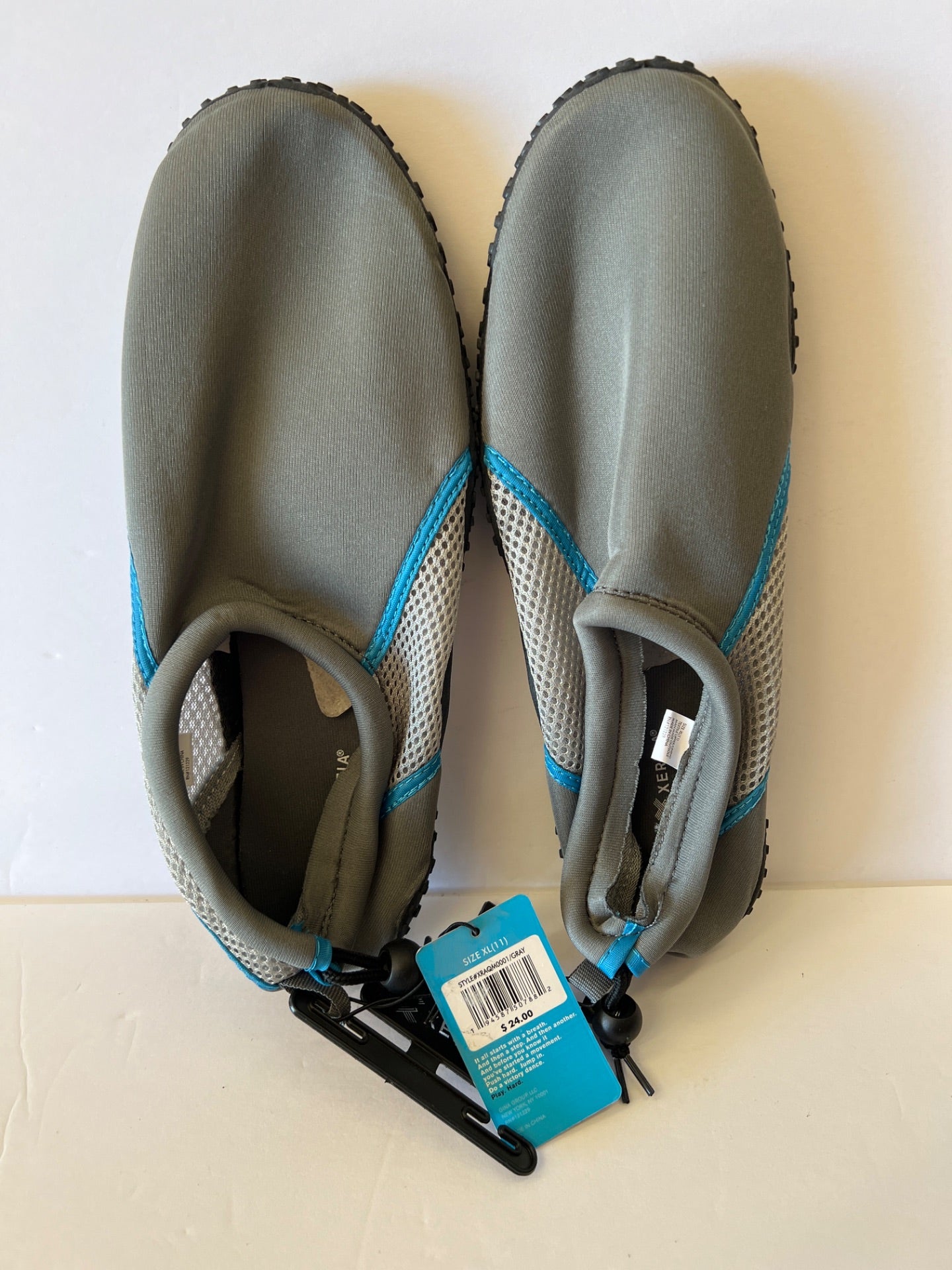 Aqua Shoes with Drawstring - Light Grey/Blue - Size XL (11) (Retail Price $24)