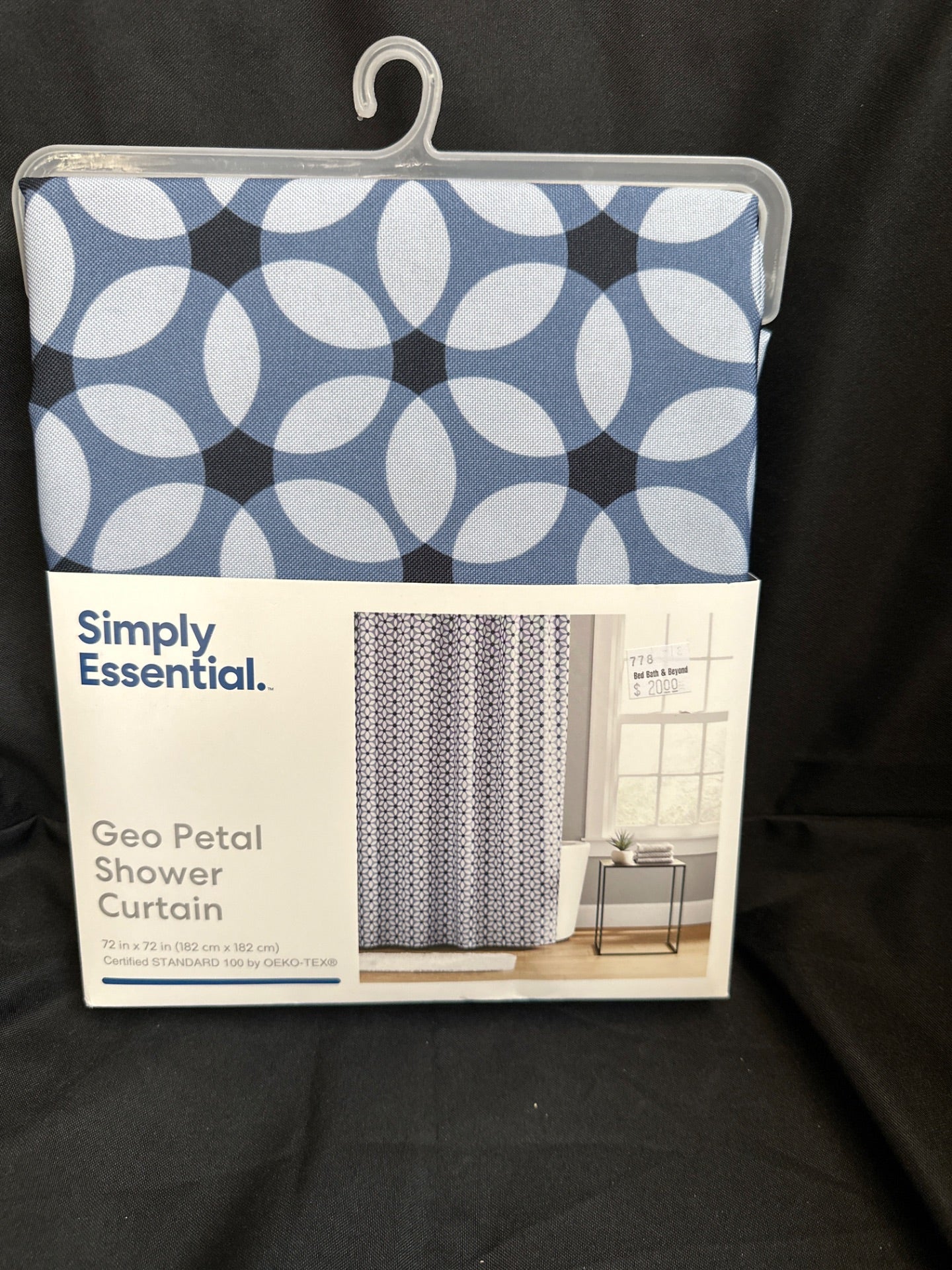 Simply Essential 72-Inch X 72-Inch Tile Flower Shower Curtain in Blue (Retail Price $20)