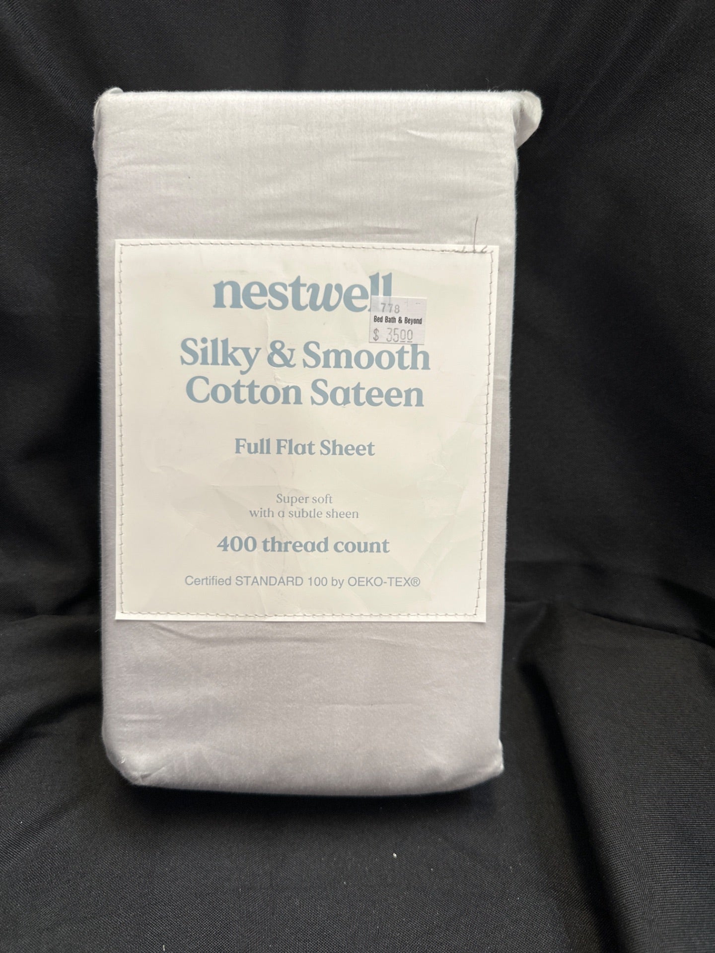 Nestwell Cotton Sateen 400-Thread-Count Full Flat Sheet in Lunar Rock (Retail Price $35)