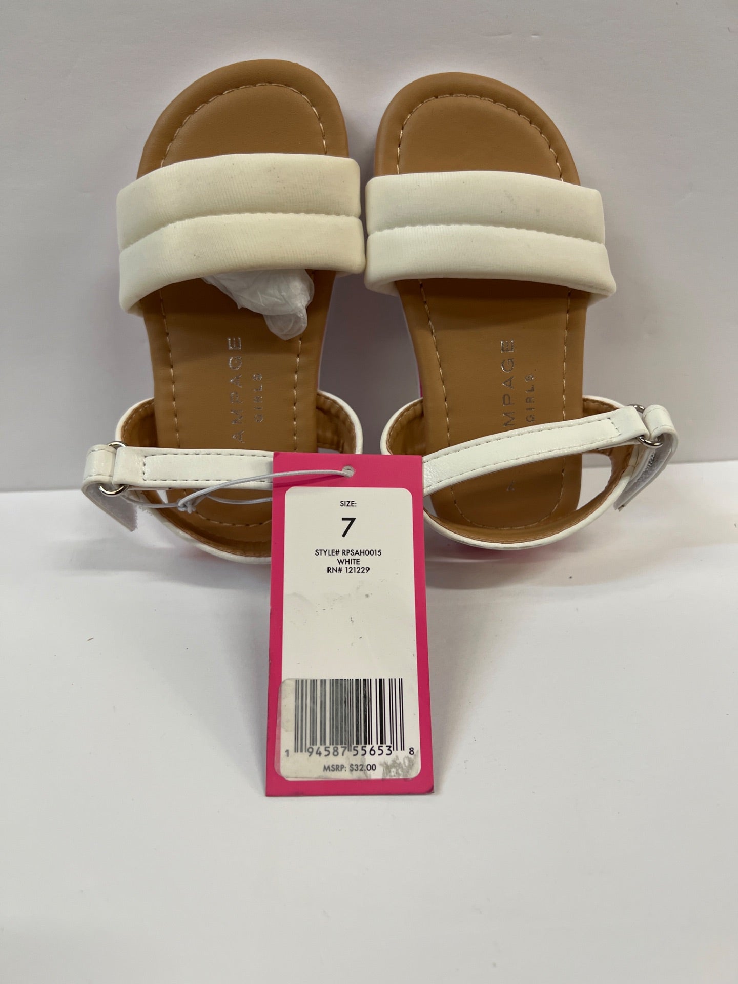 Rampage - White Ankle-Strap Sandal - Girls Size 7 (Retail Price $32)