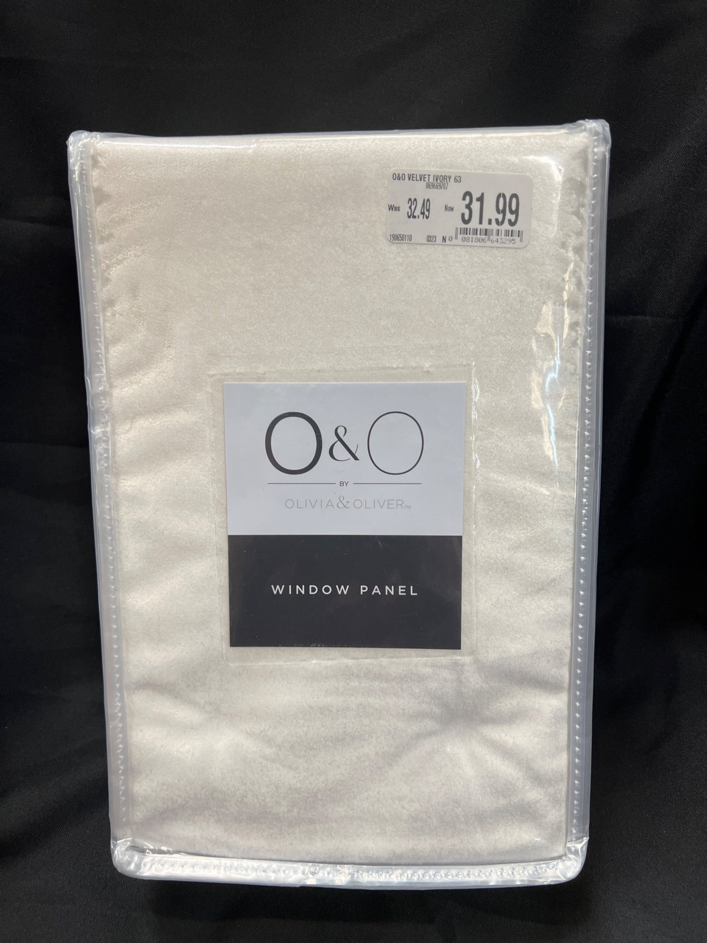 O&O by Olivia & Oliver 63-Inch Luster Velvet Curtain Panel in Ivory (Single) (Retail Price $31.99)