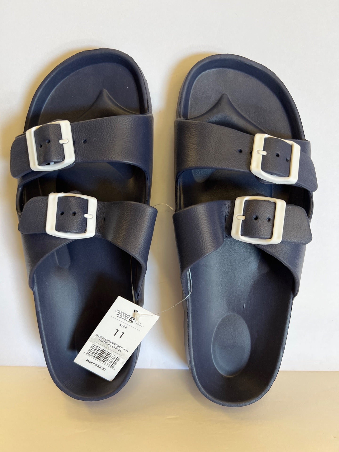 Chatties Solid Double Buckle Slide Sandals - Navy - Size 11 (Retail Price $24)